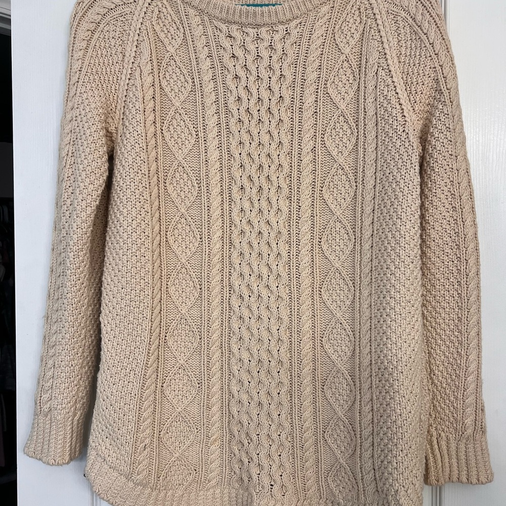 LL Bean Cable Knit Cream Sweater